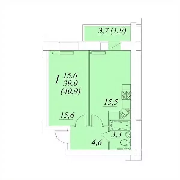 1-к кв. Вологодская область, Вологда Южный мкр,  (40.9 м) - Фото 0