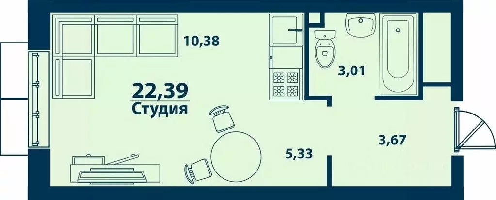 1-к кв. Башкортостан, Уфа ул. Ивана Спатара, 14 (22.39 м) - Фото 1