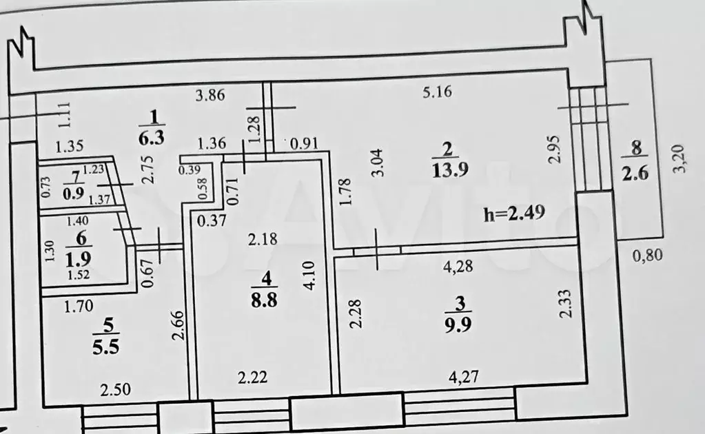 3-к. квартира, 49,8 м, 4/5 эт. - Фото 0