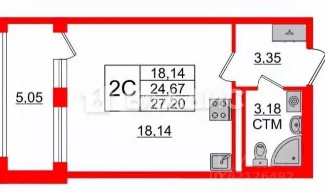 Студия Санкт-Петербург пос. Стрельна, просп. Буденного, 18к2 (27.2 м) - Фото 2