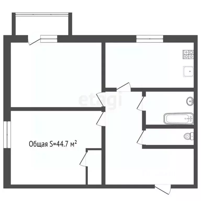 2-к кв. Кемеровская область, Юрга Московская ул., 46 (44.7 м) - Фото 2
