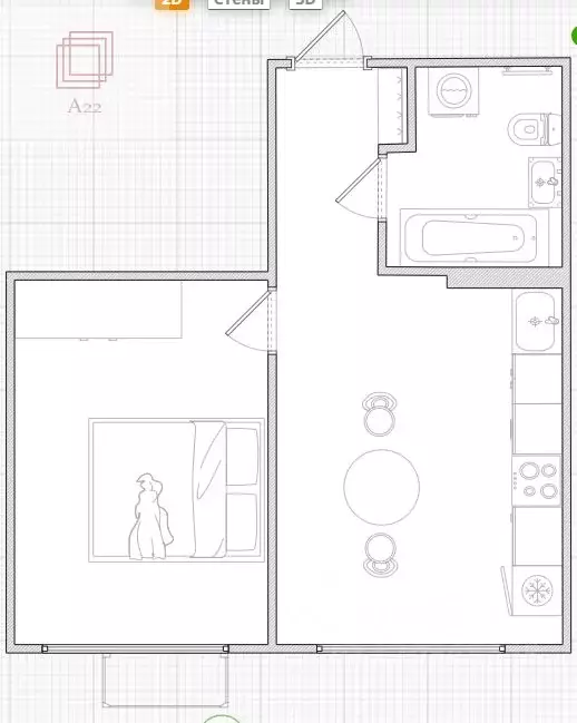 1-к кв. Алтайский край, Барнаул ул. 280-летия Барнаула, 26 (35.0 м) - Фото 2