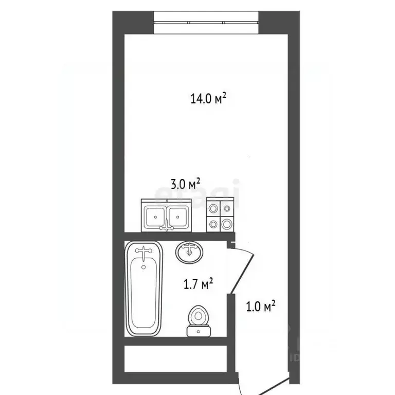 Студия Москва Амурская ул., 1Ак5 (19.7 м) - Фото 2