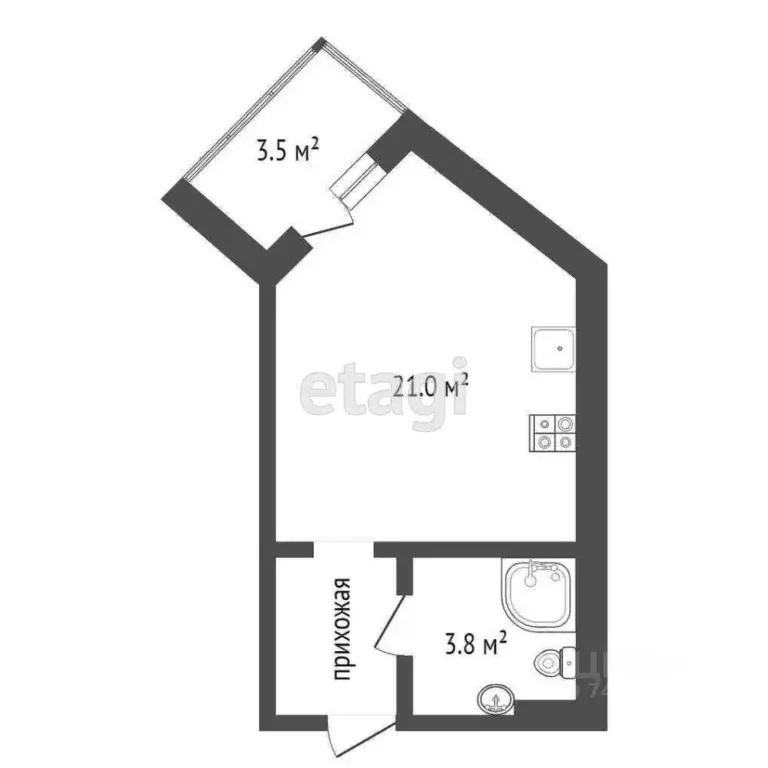 Студия Крым, Черноморское пгт ул. Сигнальная, 2Вк13 (28.0 м) - Фото 1
