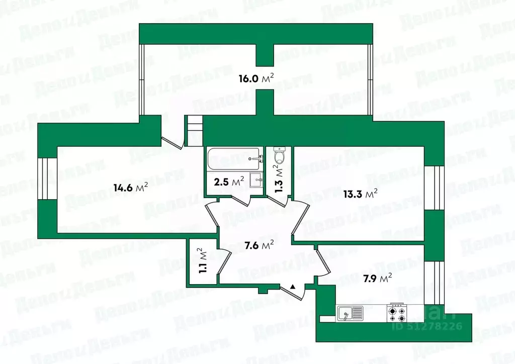 2-к кв. Кировская область, Киров Октябрьский просп., 124 (60.0 м) - Фото 1