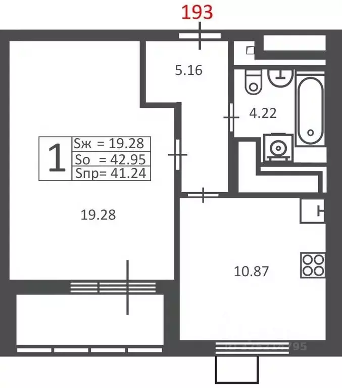 1-к кв. Москва Полярная ул., 16К1 (41.24 м) - Фото 2