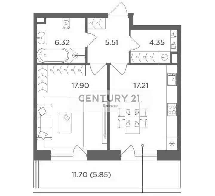 1-комнатная квартира: Москва, улица Эдуарда Стрельцова, 2к1 (51.29 м) - Фото 0