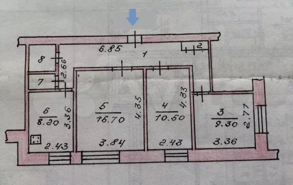 3-к. квартира, 63,7 м, 2/9 эт. - Фото 0