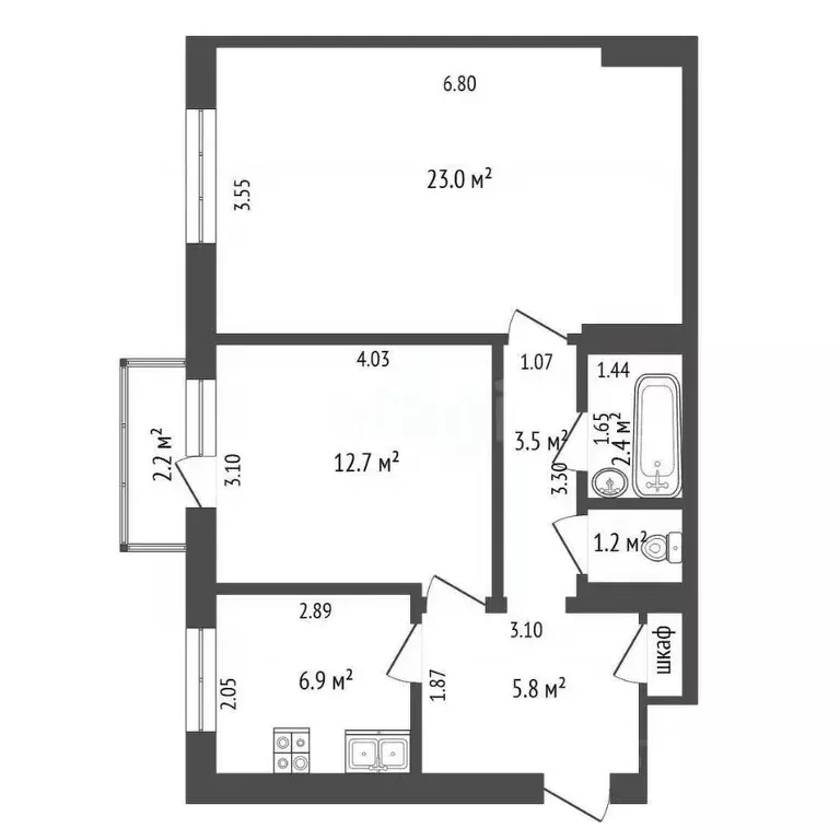 2-к кв. Самарская область, Самара ул. Земеца, 20 (56.0 м) - Фото 1