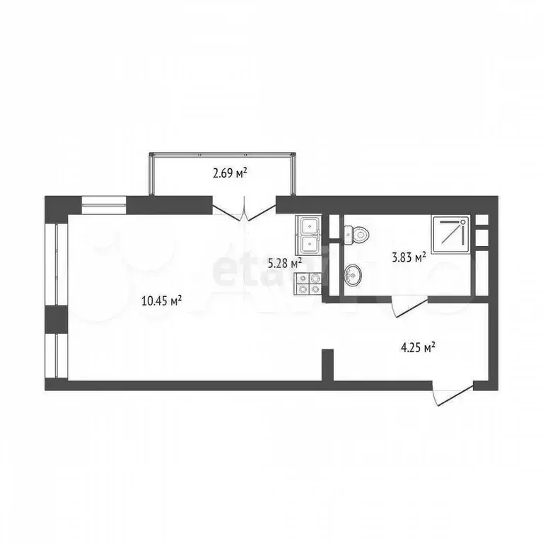 Квартира-студия, 26,3 м, 7/16 эт. - Фото 0