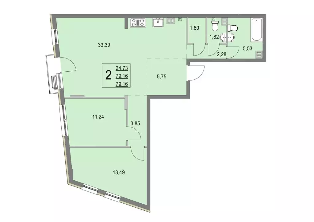 2-комнатная квартира: деревня Крюково, 6 (79.7 м) - Фото 0