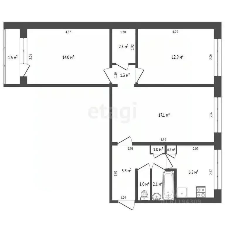 3-к кв. Мордовия, Саранск ул. Фридриха Энгельса, 10 (63.9 м) - Фото 2