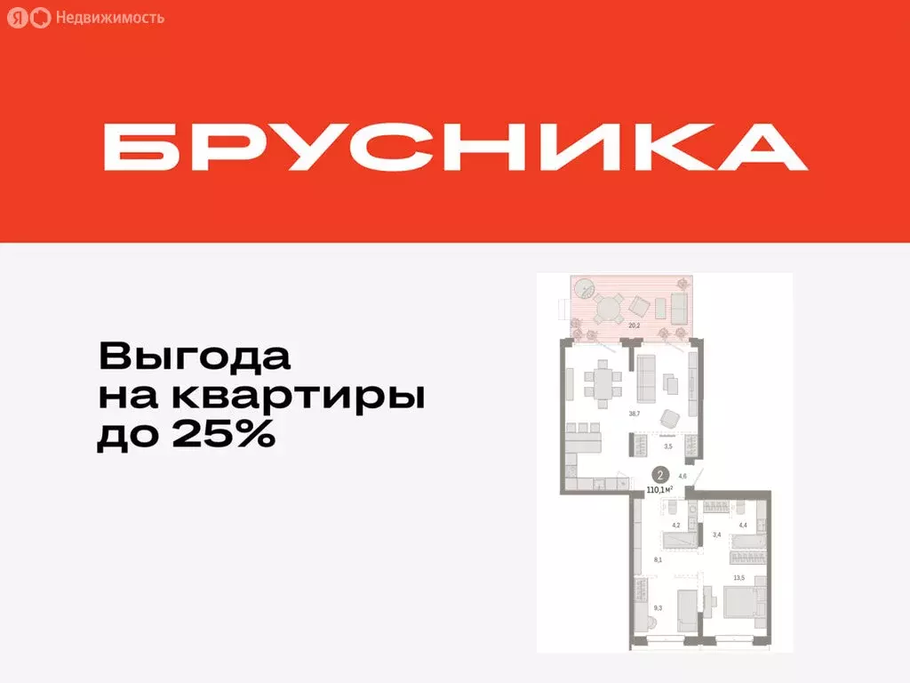 2-комнатная квартира: Тюмень, жилой комплекс На Минской (110.06 м) - Фото 0