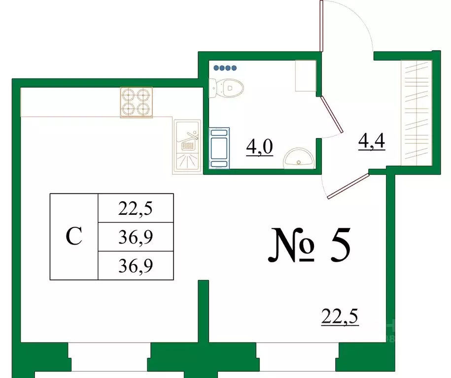 Студия Ленинградская область, Гатчина Красносельское ш., 4Ак1 (36.9 м) - Фото 1