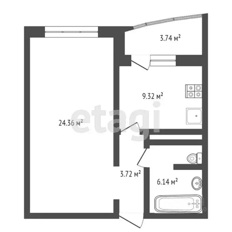 1-к кв. Тюменская область, Тюменский муниципальный округ, д. Дударева ... - Фото 2