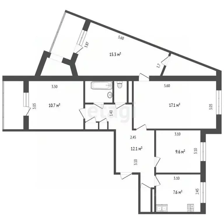 4-к кв. Московская область, Жуковский ул. Федотова, 3 (81.2 м) - Фото 2