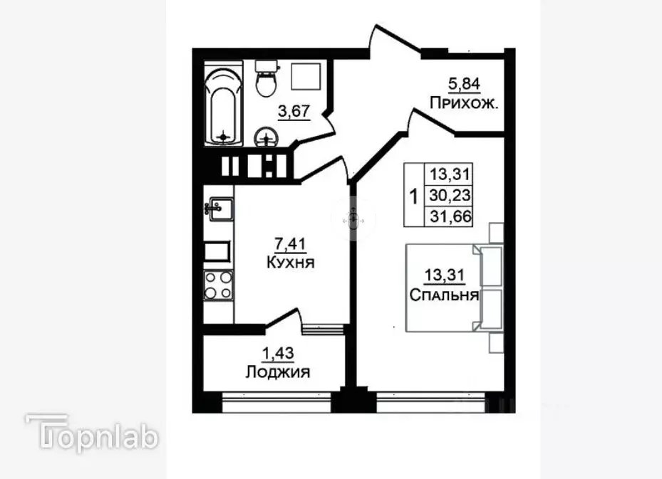 1-к кв. Адыгея, Тахтамукайский район, Яблоновский пгт Луговая ул., 7/5 ... - Фото 1