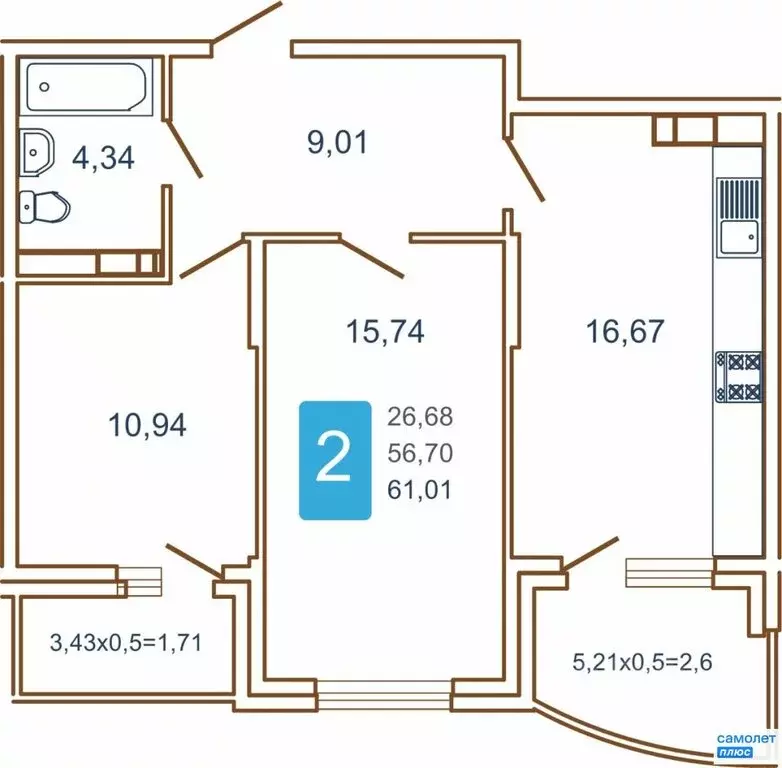 2-комнатная квартира: Краснодар, улица Кирилла Россинского, 3/2 (61 м) - Фото 0