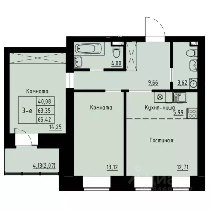 3-к кв. Красноярский край, Красноярск ул. Елены Стасовой, 80 (65.9 м) - Фото 1