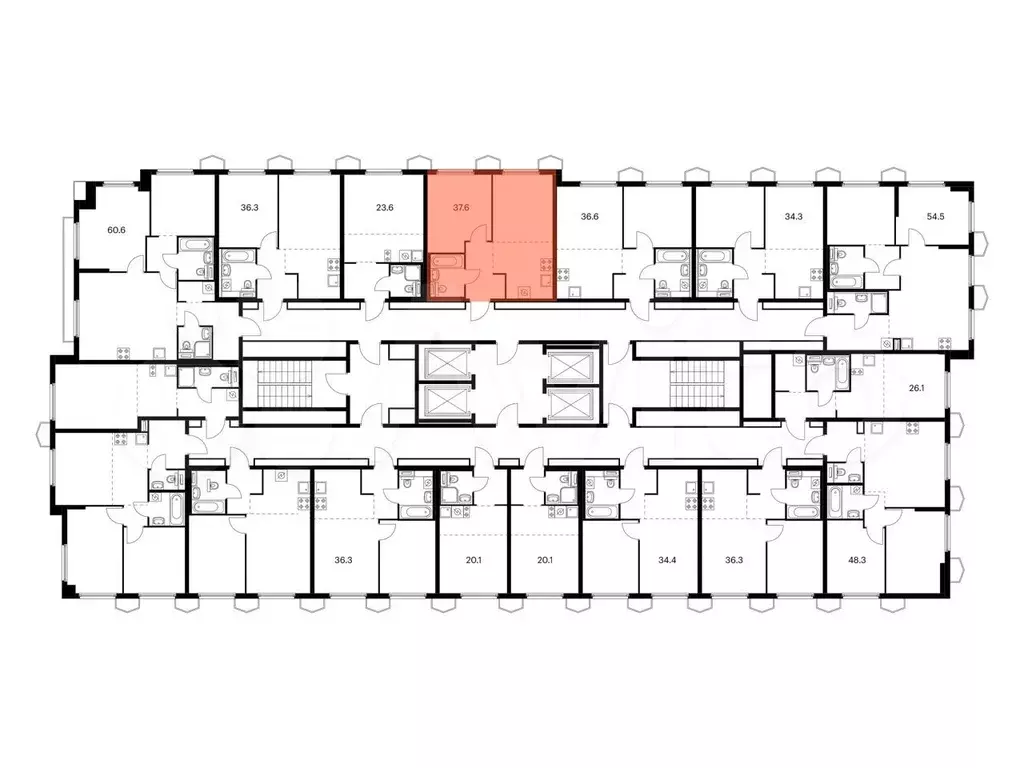 1-к. квартира, 37,6 м, 20/24 эт. - Фото 1