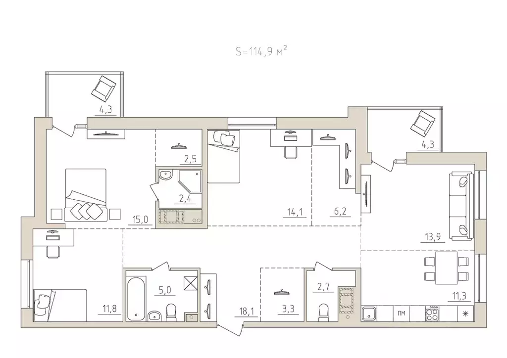 4-к кв. Карелия, Петрозаводск Закаменская наб., 3 (114.9 м) - Фото 1