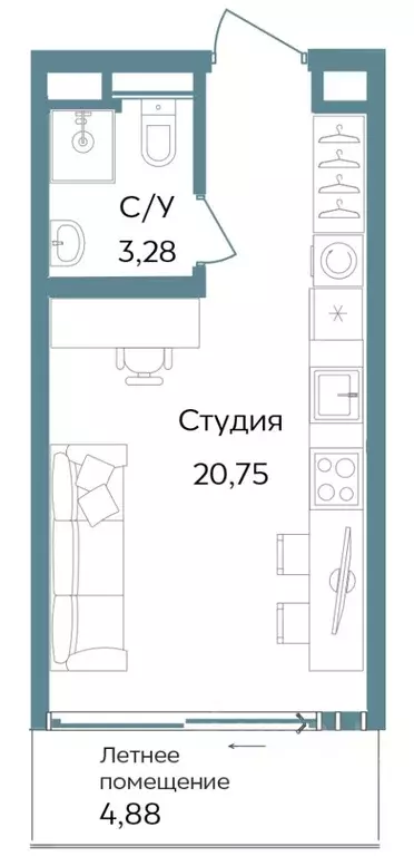 Студия Крым, Саки ул. Морская (28.91 м) - Фото 0