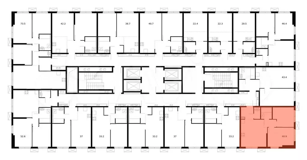 2-к. квартира, 48,9м, 24/33эт. - Фото 1