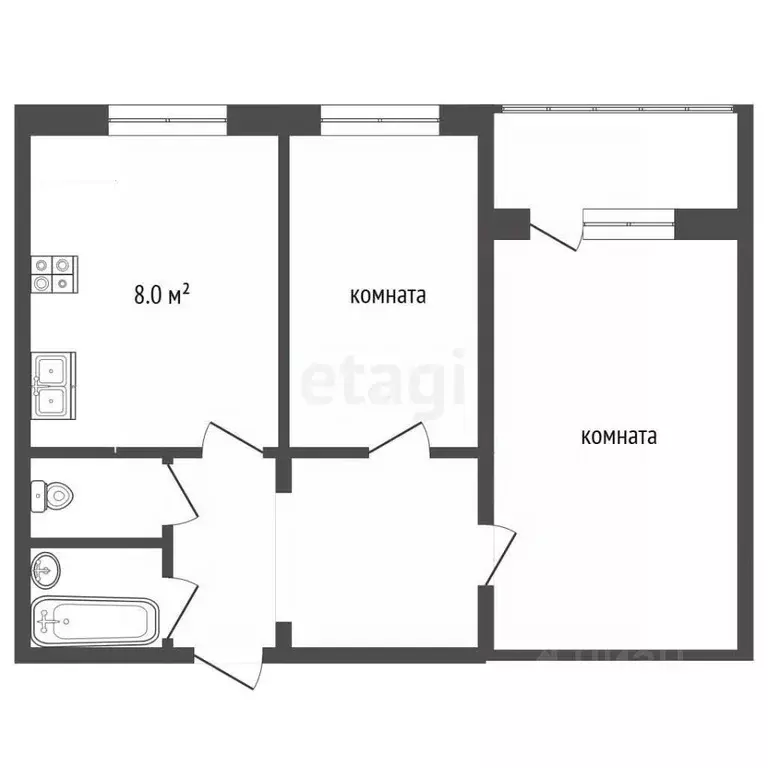 2-к кв. Ямало-Ненецкий АО, Муравленко Российская ул., 40 (47.9 м) - Фото 2