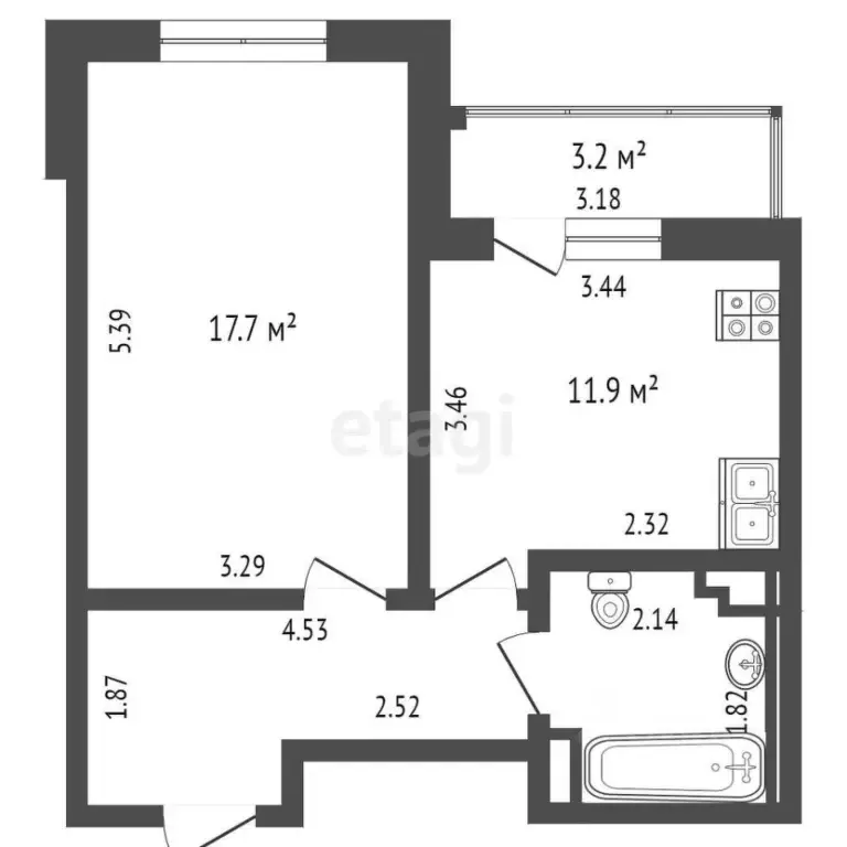 1-к кв. Тюменская область, Тюмень ул. Фармана Салманова, 12 (40.2 м) - Фото 2