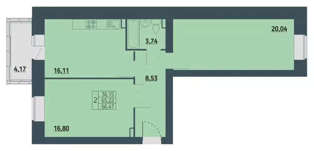 Продаётся 2-к квартира, 65.2 м - Фото 0