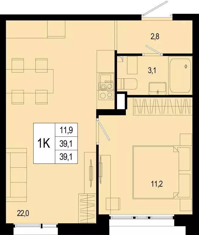 1-комнатная квартира: Московская область, городской округ Подольск, ... - Фото 1