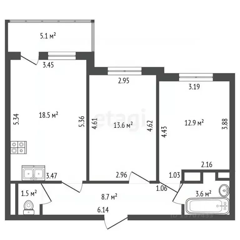 2-к кв. Санкт-Петербург Пулковское ш., 73к4 (58.8 м) - Фото 2