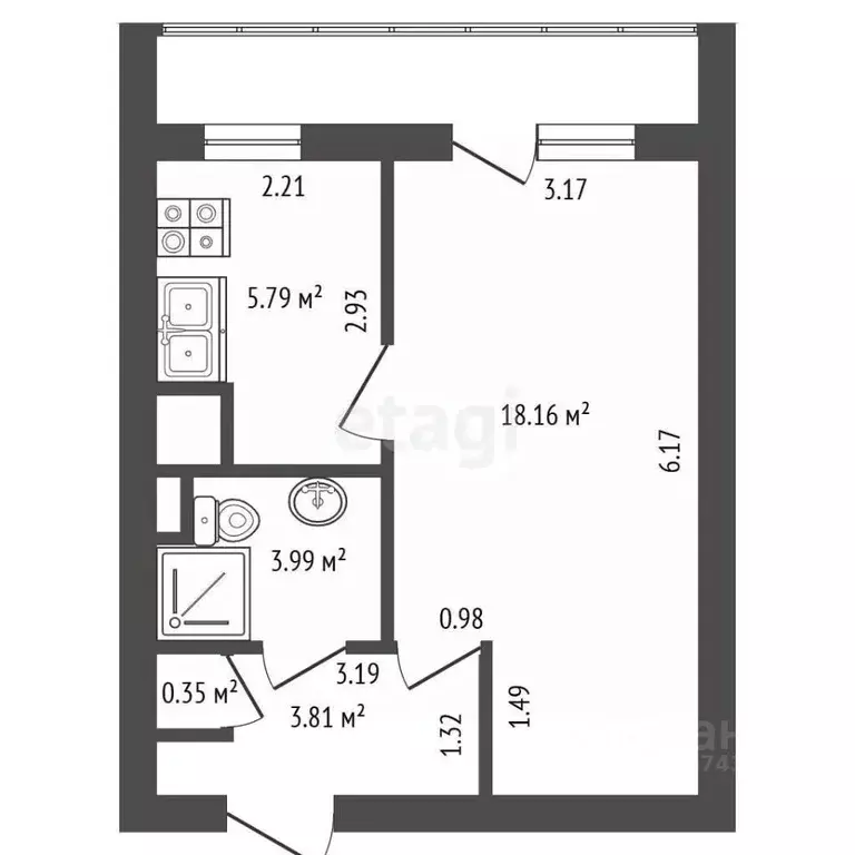 2-к кв. Санкт-Петербург ул. Шотмана, 11 (32.2 м) - Фото 2