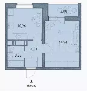 1-к. квартира, 34,3 м, 16/16 эт. - Фото 1