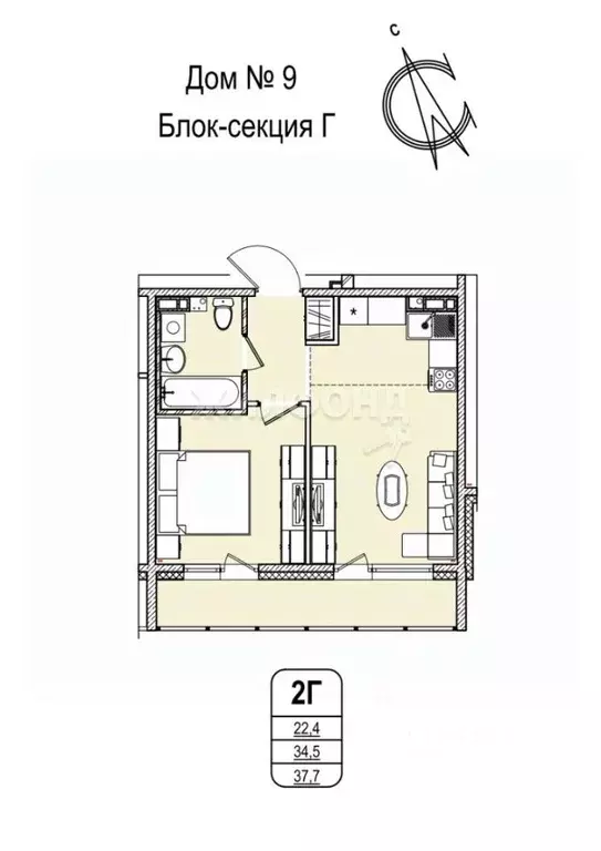 2-к кв. Кемеровская область, Кемерово 55-й мкр, 9 (37.7 м) - Фото 1