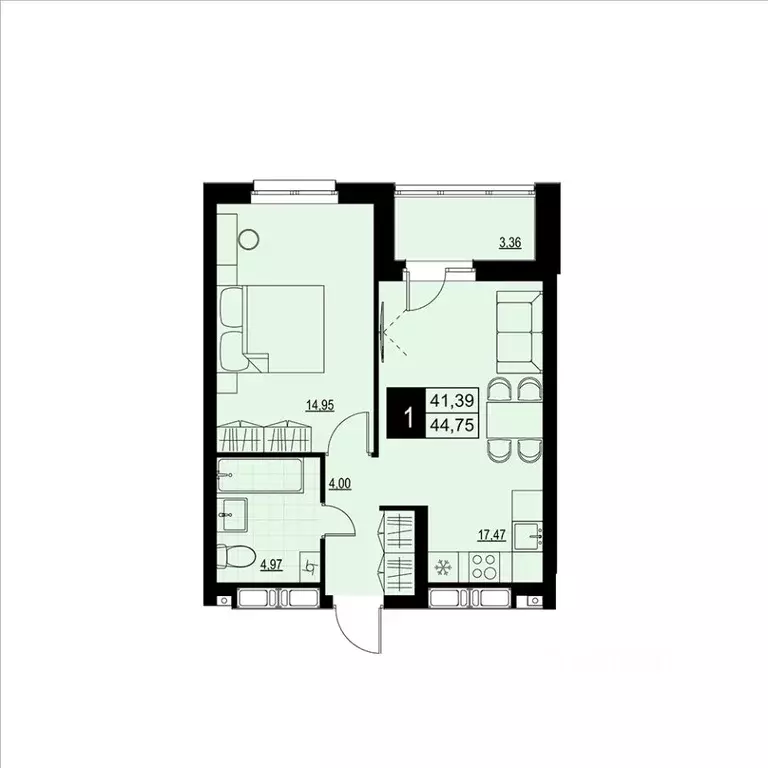 1-к кв. Самарская область, Самара АмГрад жилой комплекс (43.07 м) - Фото 0