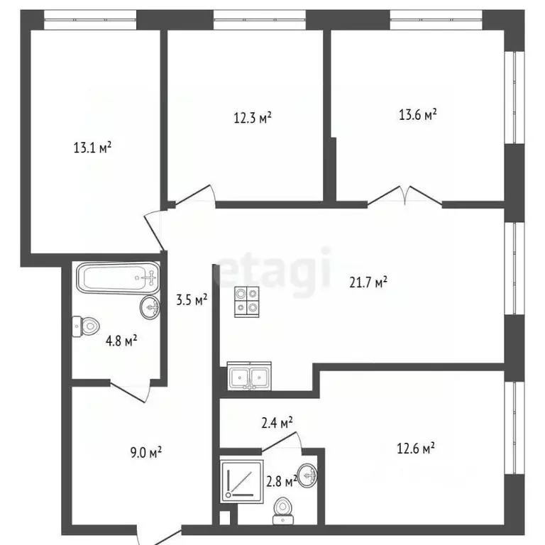 4-к кв. Москва Большая Почтовая ул., 18Ак1А (96.0 м) - Фото 2