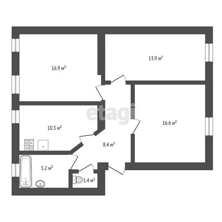 3-комнатная квартира: Прохладный, улица Головко, 221 (72.7 м) - Фото 1
