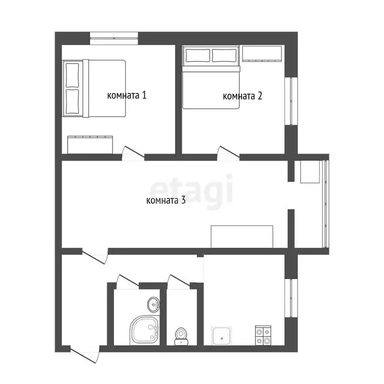 3-комнатная квартира: Кострома, Кинешемское шоссе, 86 (50.2 м) - Фото 1