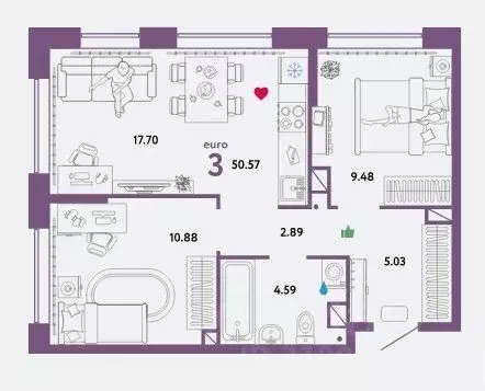 2-к кв. Тюменская область, Тюмень Харьковская ул., 74 (51.0 м) - Фото 0