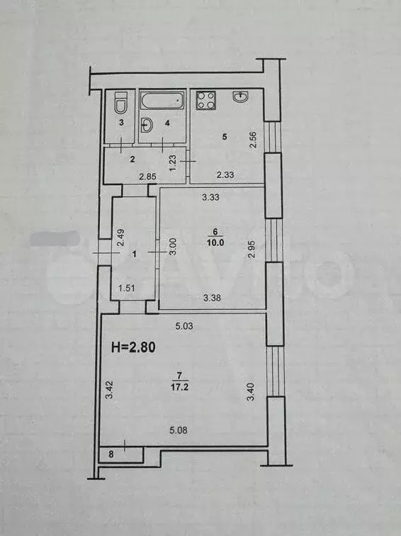 2-к. квартира, 44,2 м, 1/2 эт. - Фото 0