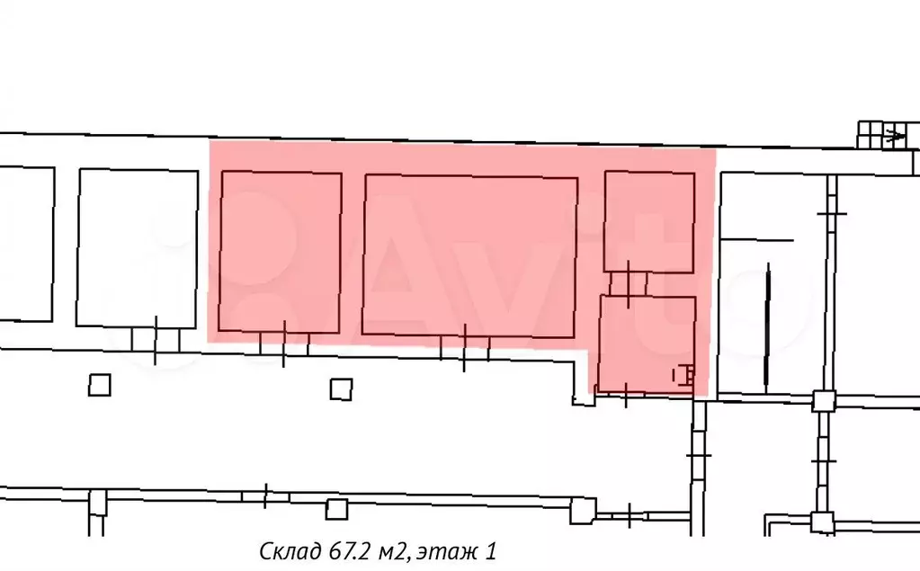 Склад 67.2 м на юге, зона разгрузки, рядом метро - Фото 0