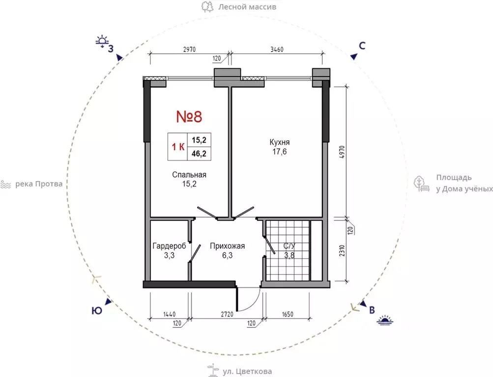 1-к кв. Калужская область, Обнинск ул. Усачева (46.2 м) - Фото 0