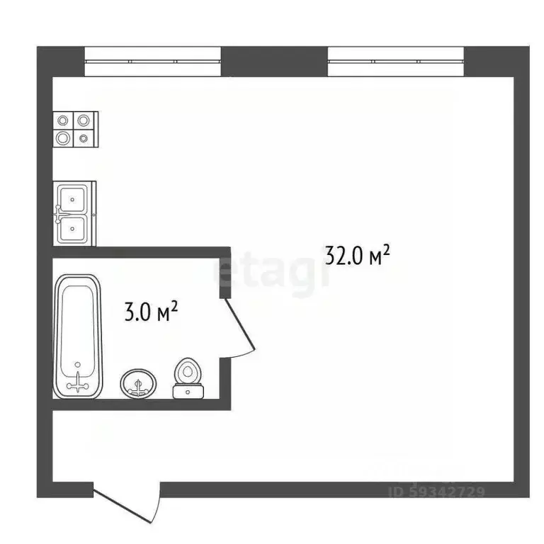 1-к кв. Архангельская область, Архангельск ул. Самойло, 12А (35.7 м) - Фото 0