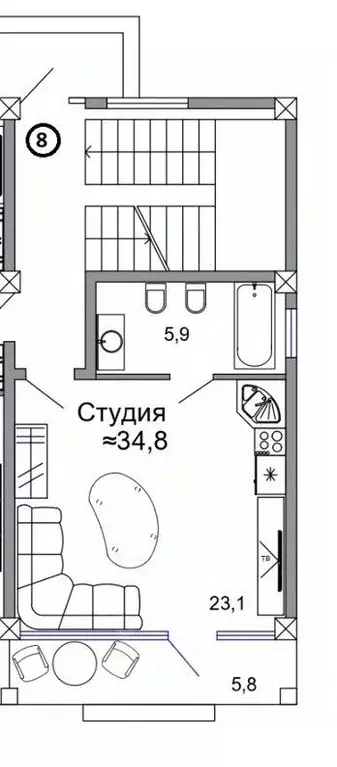 Студия Крым, Феодосия ш. Керченское, 27Р (28.8 м) - Фото 1