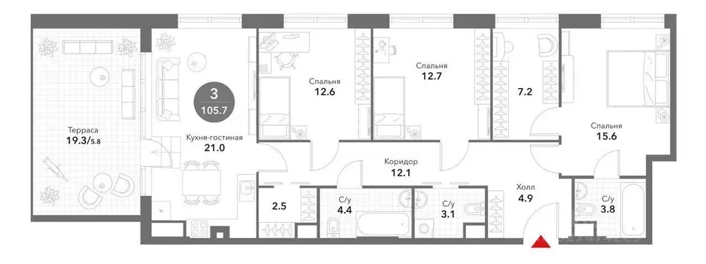 4-к кв. Москва Летниковская ул., 6к2 (105.7 м) - Фото 2