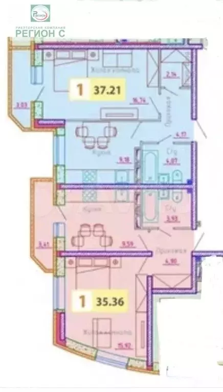 1-к. квартира, 35,4 м, 4/8 эт. - Фото 0