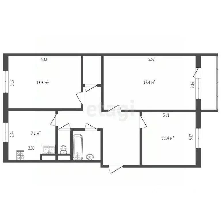 3-к кв. Ямало-Ненецкий АО, Ноябрьск ул. Цоя, 21 (67.5 м) - Фото 2