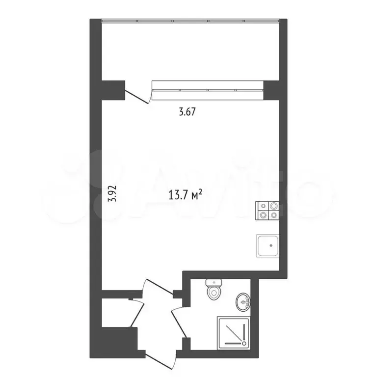 Квартира-студия, 17,6 м, 3/8 эт. - Фото 0