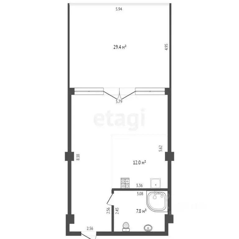 Студия Севастополь наб. Адмирала Перелешина, 3 (65.0 м) - Фото 1